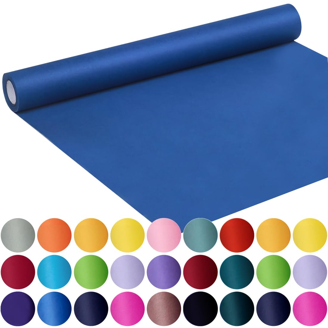 SMART&CASUAL Blue Kraft Craft Paper Roll for Gift Wrapping Bulletin Board Bouquet Flower Kids Art Packing Parcel Table Covering 80GSM 55LB (Blue, 17.8" x 63')