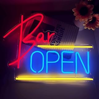 Bar OPEN Neon Sign for Business, 11.8 * 15.7 Inches Super Bright USB Powered LED Lights for Display Door, Man Cave Bar Wall Decor