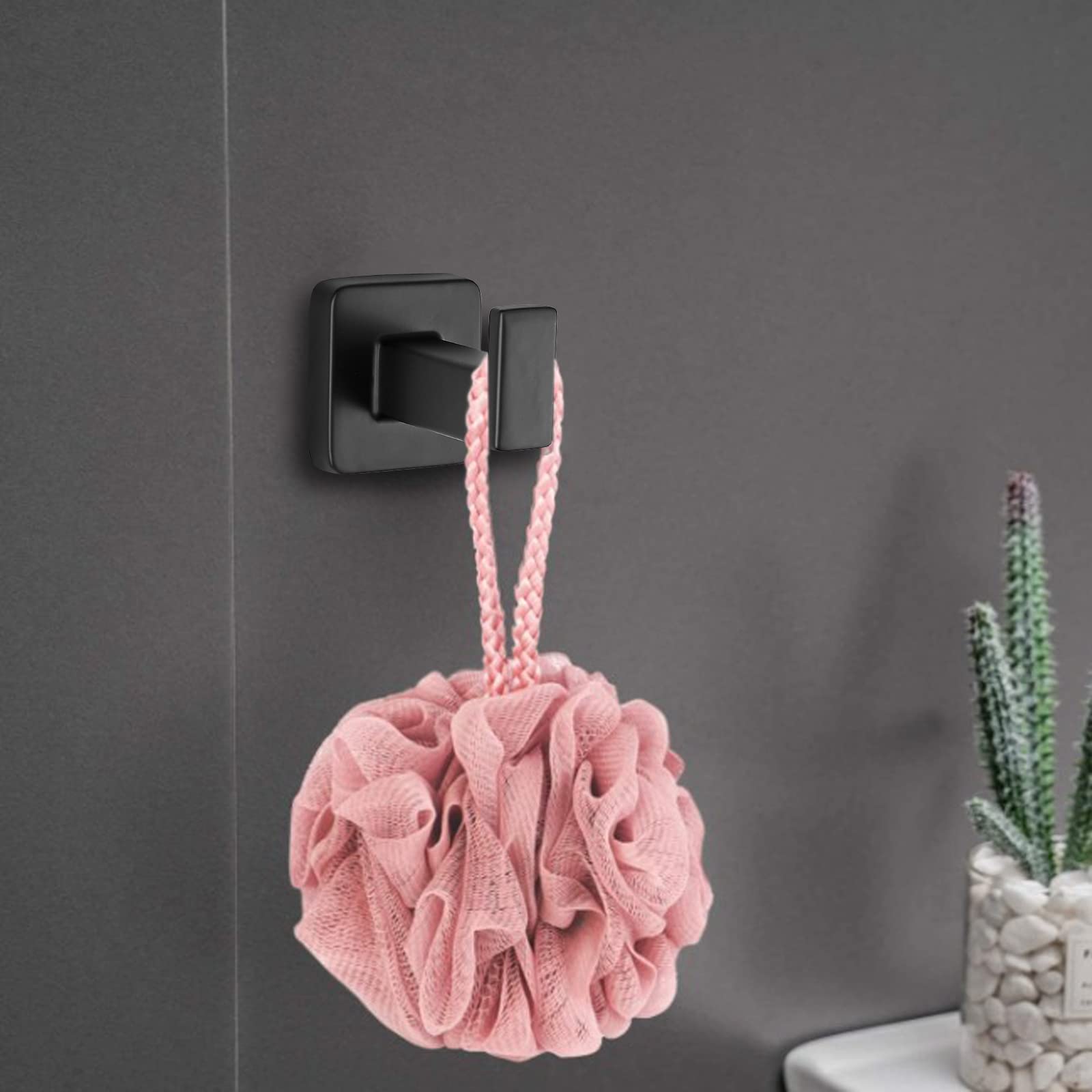 JiGiU Lot de 5 Porte-Serviettes Mural en Acier Inoxydable de 40 cm pour Salle de Bain Porte-Papier Toilette, Anneau Porte-Serviette, Crochet de Serviette Noir