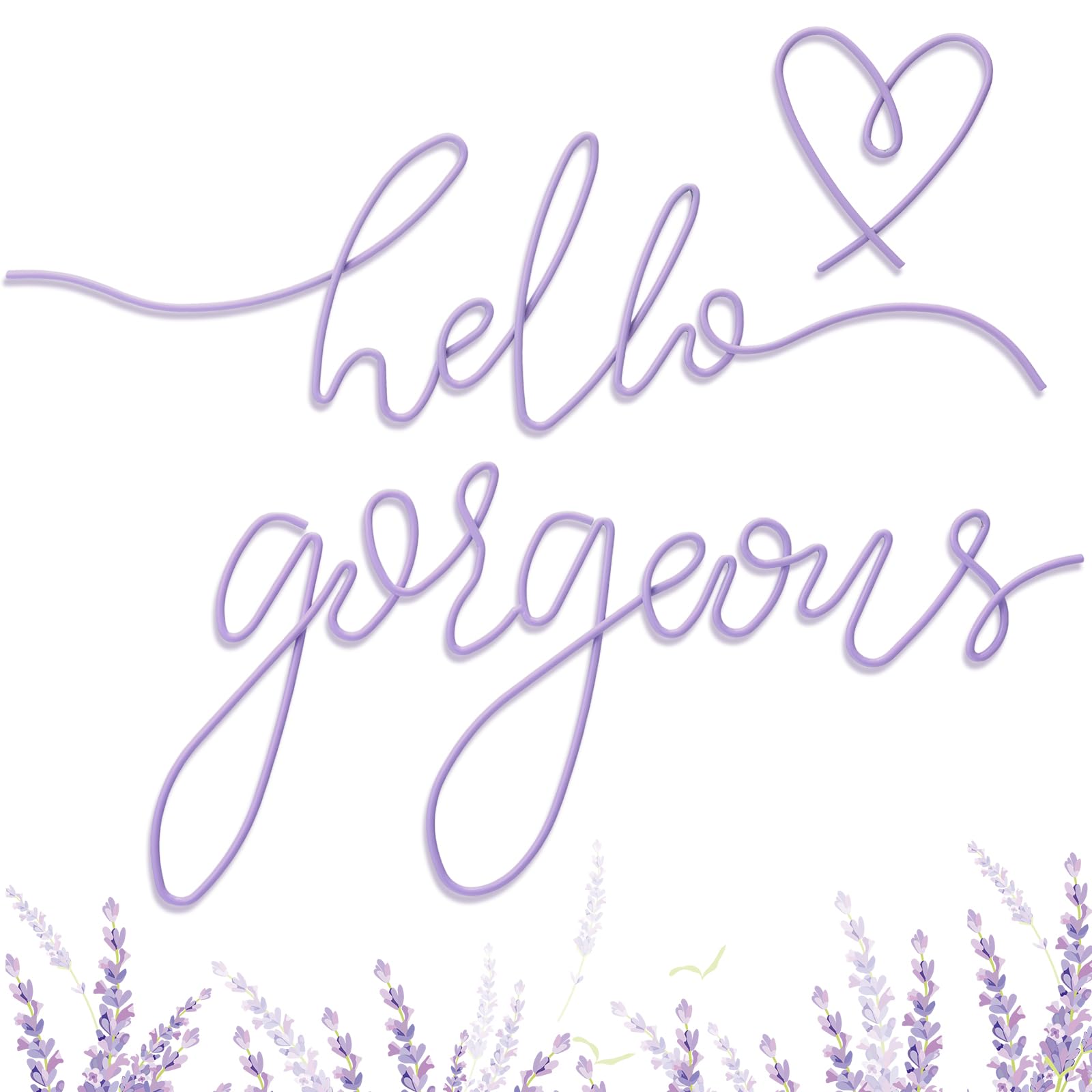 Hicarer Metal Hello Gorgeous Wall Art Minimalist Purple Wall Decor