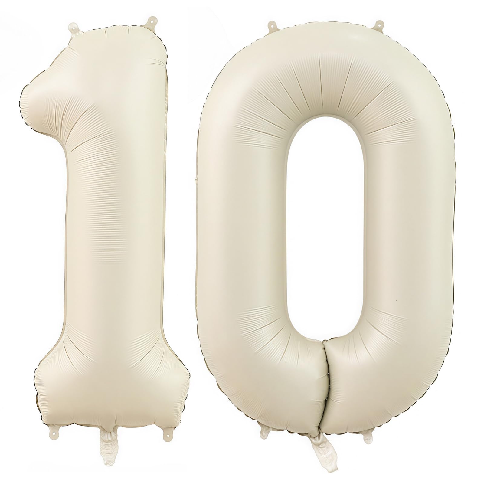Cream Number 10 Balloons,40 Inch 10 Balloons Giant Helium Foil Mylar Beige 10 Balloon Number for Birthday Party Anniversary Decorations