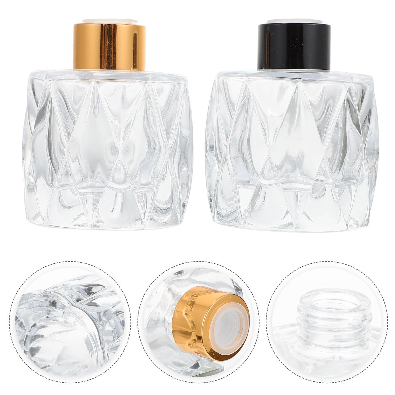 MAGICLULU 2 Sätze Aromatherapieflasche Aus Glas Schreibtischdeko Hochzeitsdeko Schwarze Diffusorflasche Sirup Auto Diffusor-aromatherapie-Glas Transparente Diffusorflasche Golden 4 Stück * 2