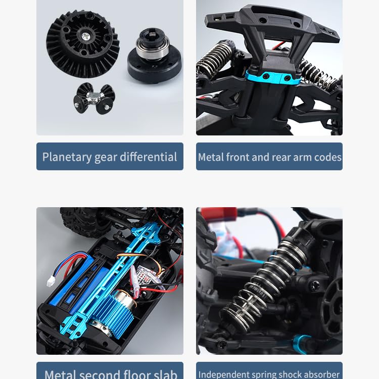 Ledovan Voiture RC 1:16 – 50 Km/h, 4WD, 2,4 GHz, Moteur à Balais, Bleu – Pour Adultes