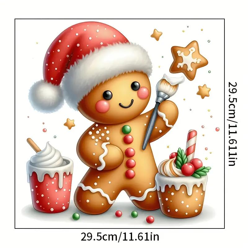 Christmas Gingerbread Man Ice Cream Toilet Cover Sticker Decals,Christmas Snowman Ocean Waterproof Toilet Lid Tank Seat Decals Cistern Self-Adhesive Bathroom Wall Sticker