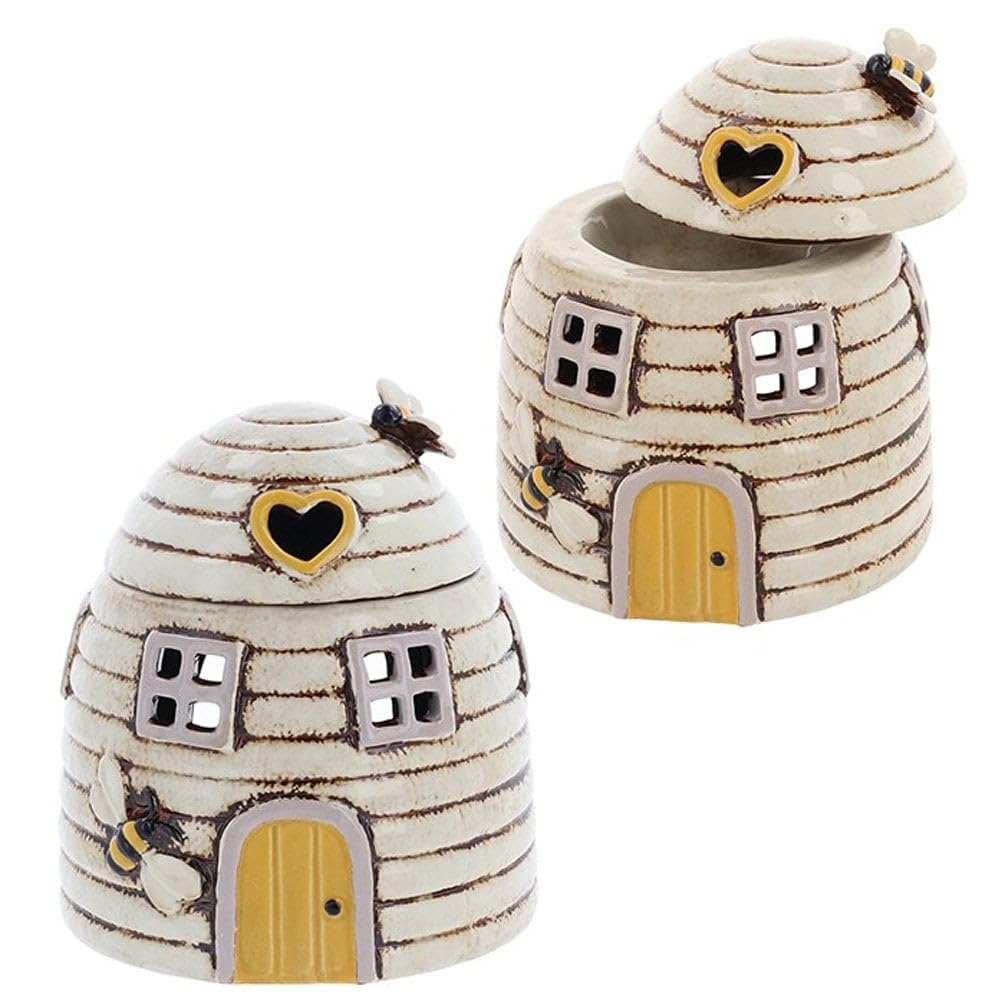 Shudehill Giftware Cream, Yellow Village Pottery Beehive Dome Warmer - Cream/Yellow 330953