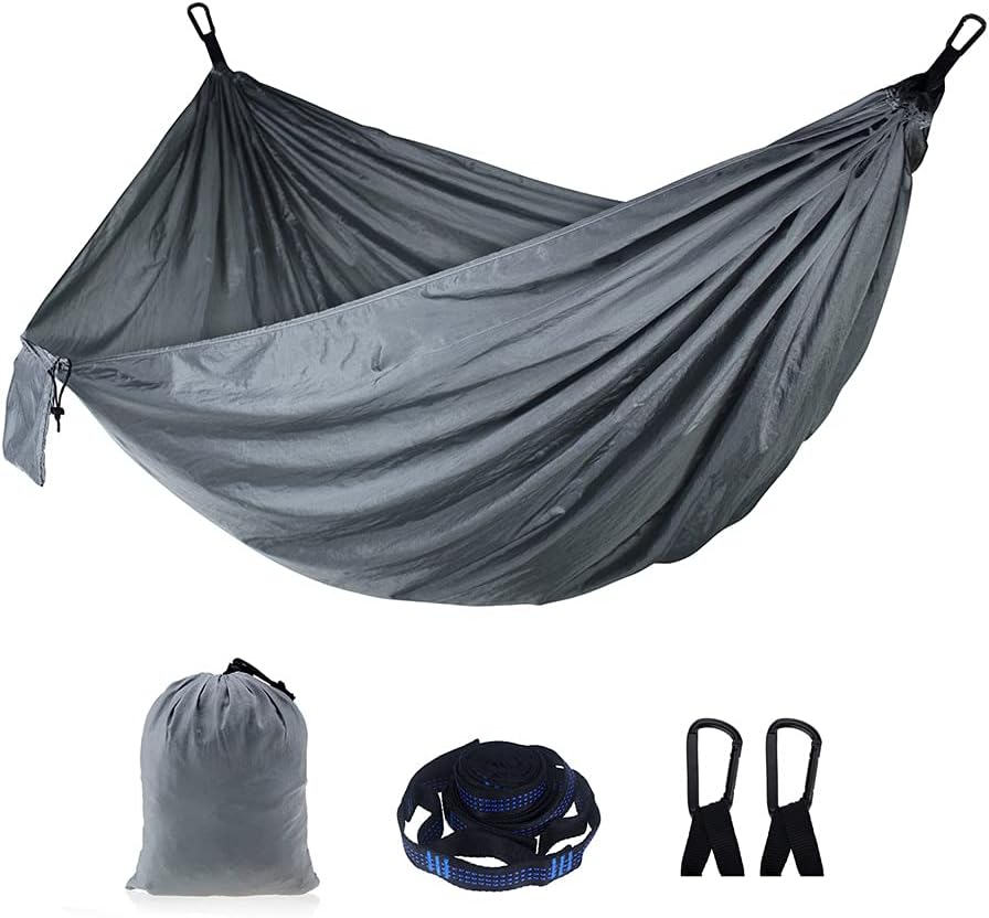 Outdoor Camping hammocks, Single and Double Portable hammocks with 2 Tree Straps, Lightweight Nylon Parachute hammocks, Suitable for Backpacking, Traveling, Beach, Hiking, Backyard, Patio
