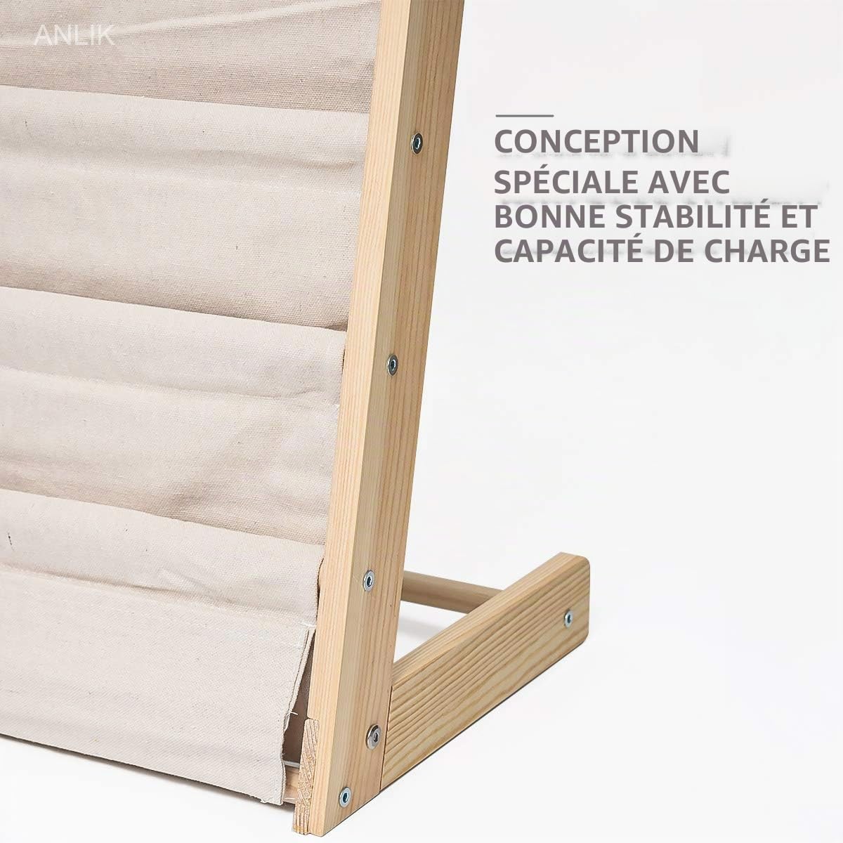 Bibliothèque pour enfants avec poche, 6 niveaux, bois naturel, étagère de rangement pour livres, hauteur parfaite pour lire (60 cm)