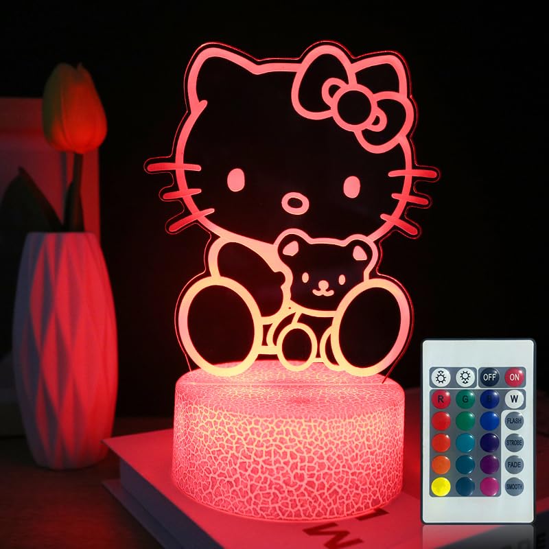 TSKVT Kitty Night Light - Anime Cat 16 Colors Changing Decorative