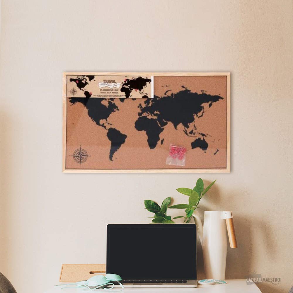 Framed Cork Board World Map Pin Board Travel With Pins Buy Online In India At Desertcart In 67608471 World Travel Map With Pins Online