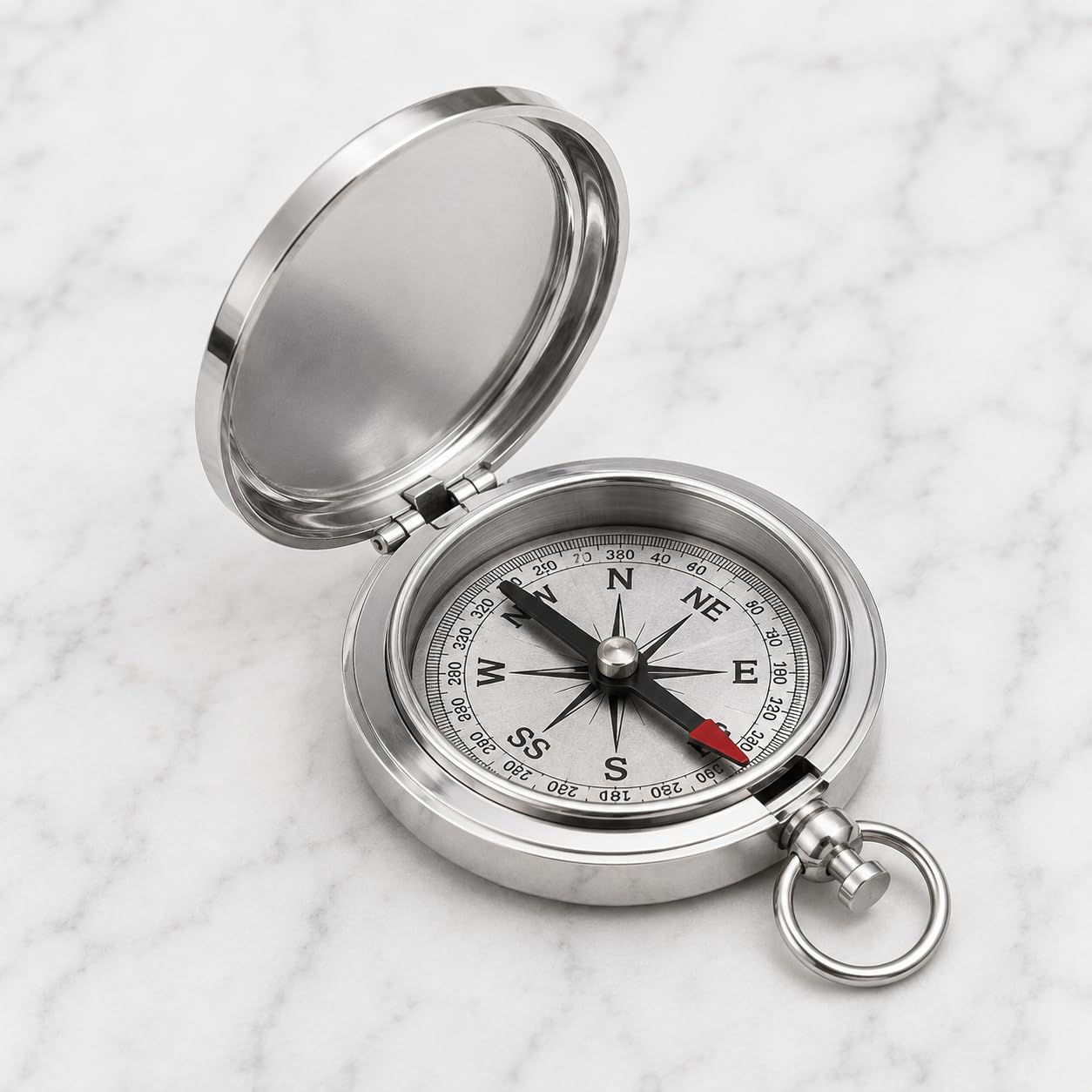 Silver Pocket Compass Vintage Nautical Navigation Metal Explorer Collectible Maritime Gift Decorative Travel 2 Inch-image-33
