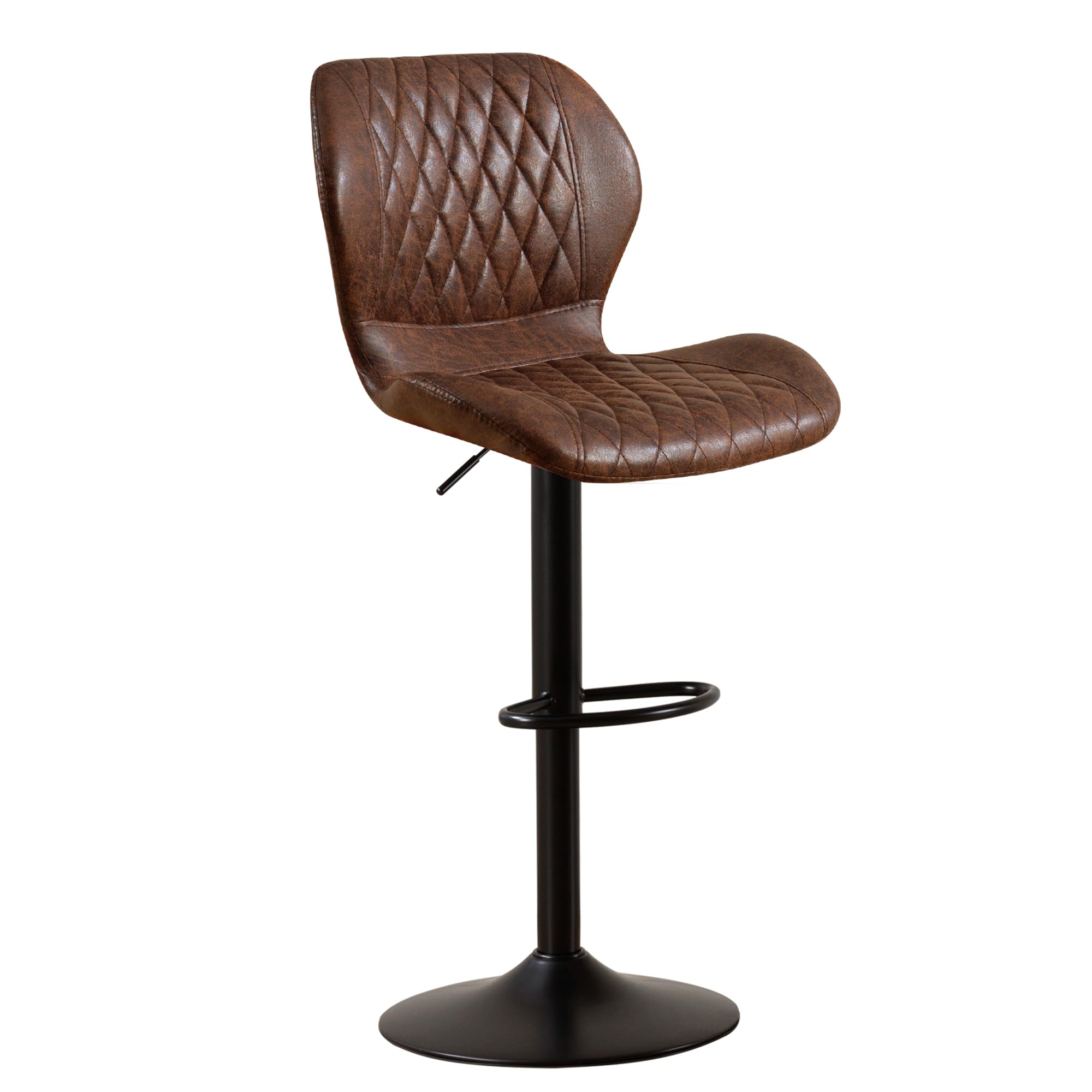 HOMYKA Modern Bar Stools, Swivel Barstools Counter Height with High Backrest, Adjustable Fabric Bar Stools for Kitchen Island Chairs Brown