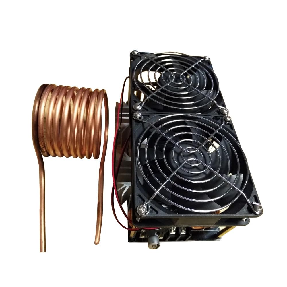 1800 W riscaldamento a induzione compatto 18 x 9 x 8 ZVS modulo di riscaldamento a induzione con doppia ventola di raffreddamento e dissipatore di calore in alluminio, potente riscaldamento a