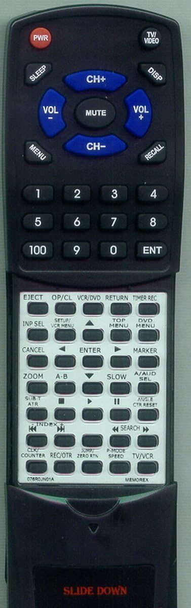 Replacement Remote Control for MEMOREX MVD4541A, 076R0JN01A, DVCR810D, VRDVD4001AC
