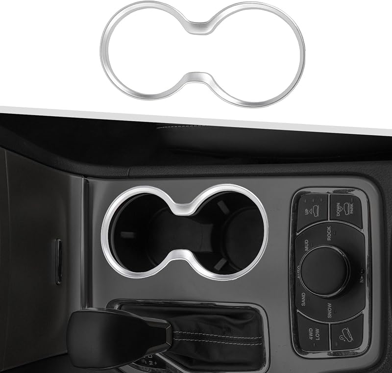 Moldura de acabamento do porta-copos dianteiro Jimen para Jeep Grand Cherokee 2011–2021, prata