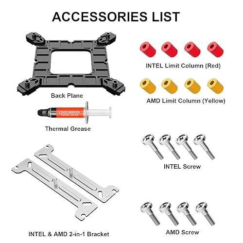 Miniatura 7 de Enfriador de CPU de aire, ventilador de refrigeración ARGB, 6 tubos de calor de cobre, radiador de CPU con rodamiento FDB, ventilador de 4.724 in,