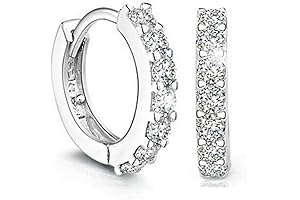925 Sterling Silver Hoop Earrings for Women, Small Zircon Inlay Under $5