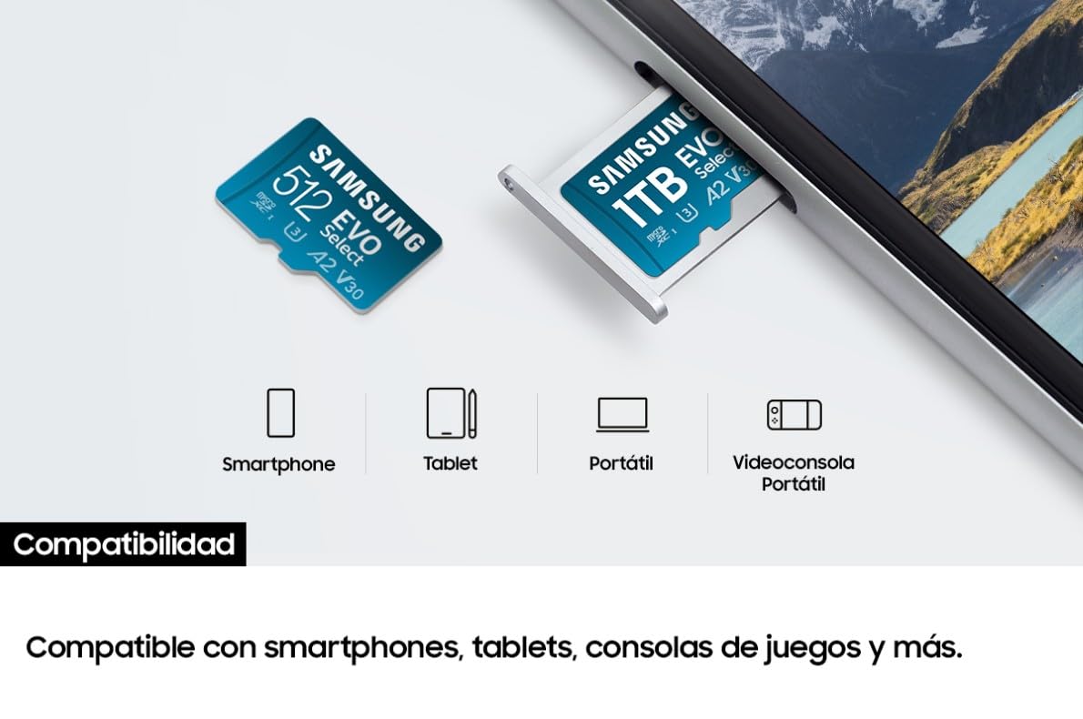 Samsung EVO Select (2024) Tarjeta microSD + Adaptador SD, 128 GB, Tarjeta de Memoria para Smartphone y Tablet, UHS-I U3, 4K UHD, Full HD, Lectura 160 MB/s, MB-ME128SA/EU