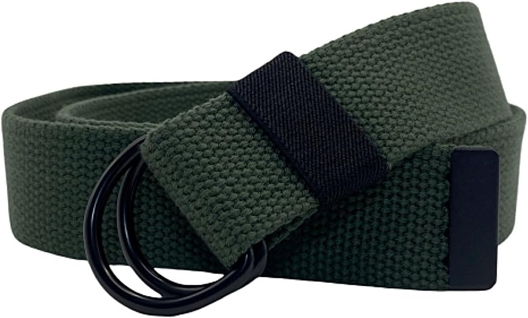 Black D-Ring Web Belt Canvas Belt for Men Women Jeans Belts 1.5'' Wide - Image 3