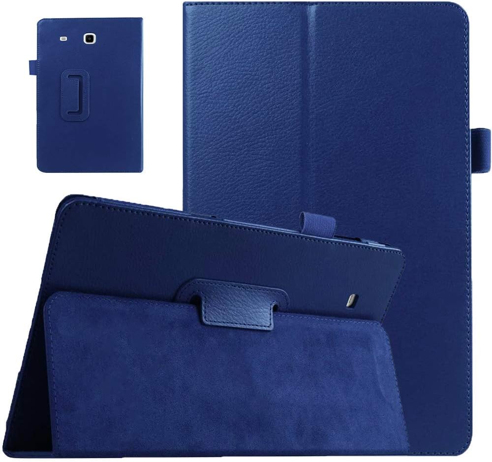 Galaxy Tab E 9.6 Case - Slim Leather Stand Folio Case Cover for Samsung Galaxy Tab E 9.6 Inch Tablet (Fit All Versions SM-T560 T561 T565 and SM-T567V) - Dark Blue