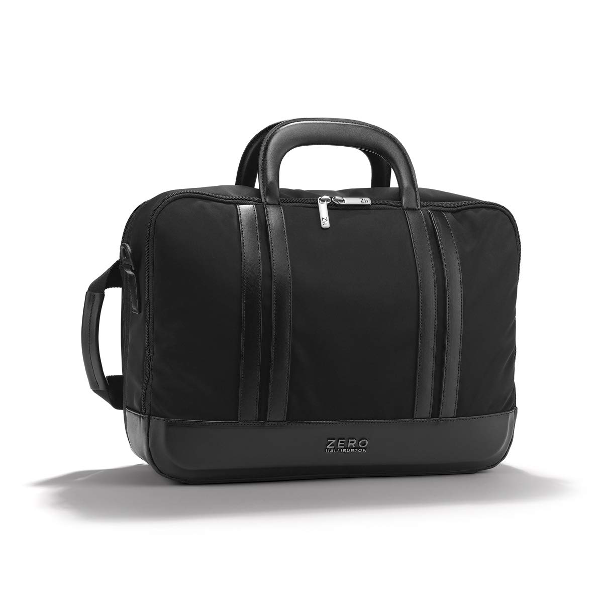 ZERO HalliburtonThe Journal Nylon Lightweight Briefcase, Black, Three-Way Expandable Briefcase,