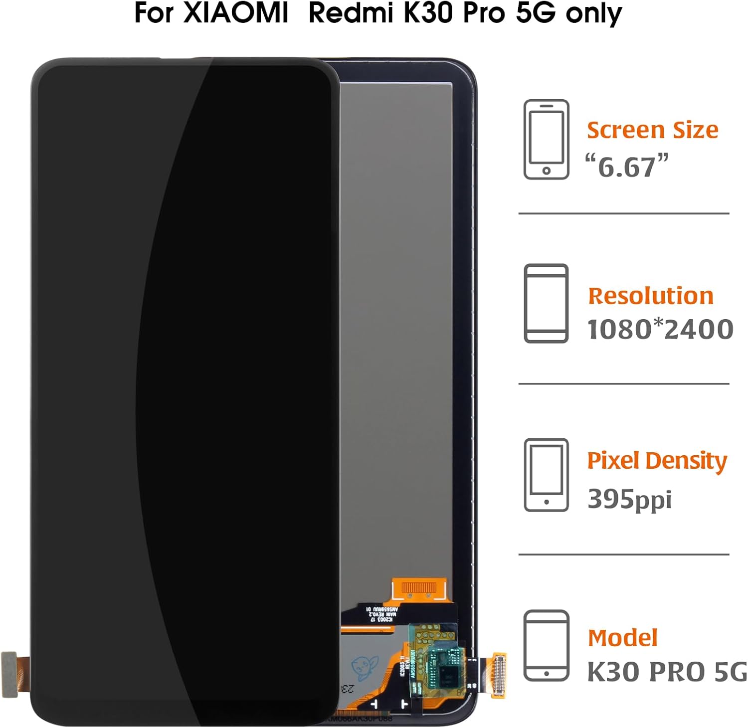 TFT for Xiaomi Redmi K30 Pro 5G/Poco F2 Pro LCD Display Touch Screen Replacement (not Original) Glass Digitizer Full Assembly with Repair Tool Kits