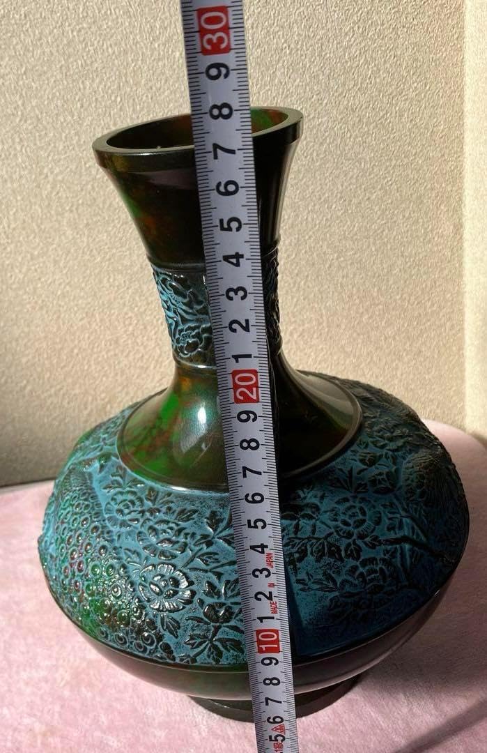 花瓶 伝統美術工芸品 花瓶晴峰型 寿孔雀 瑞峰印