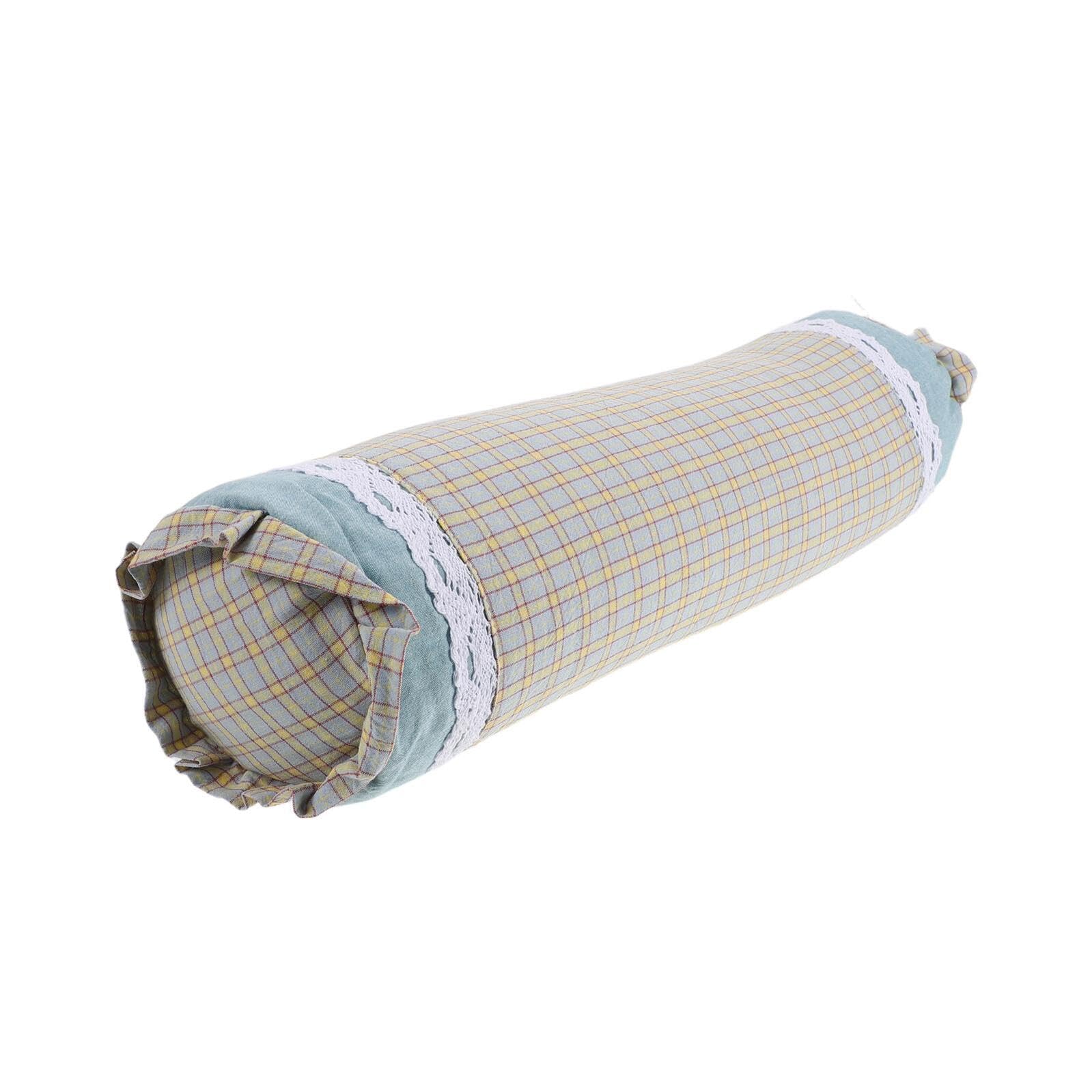 Coussin cervical rond cylindrique tissu carreaux ergonomique détente
