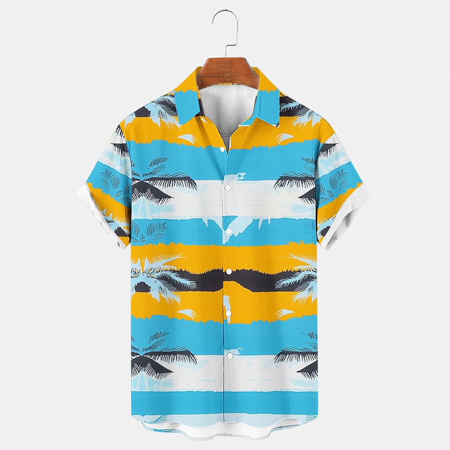 Mens Vintage Hawaiian Shirt Summer Tops Beach Tropical Short Sleeve Holiday Shirts Casual Button Down Blouse