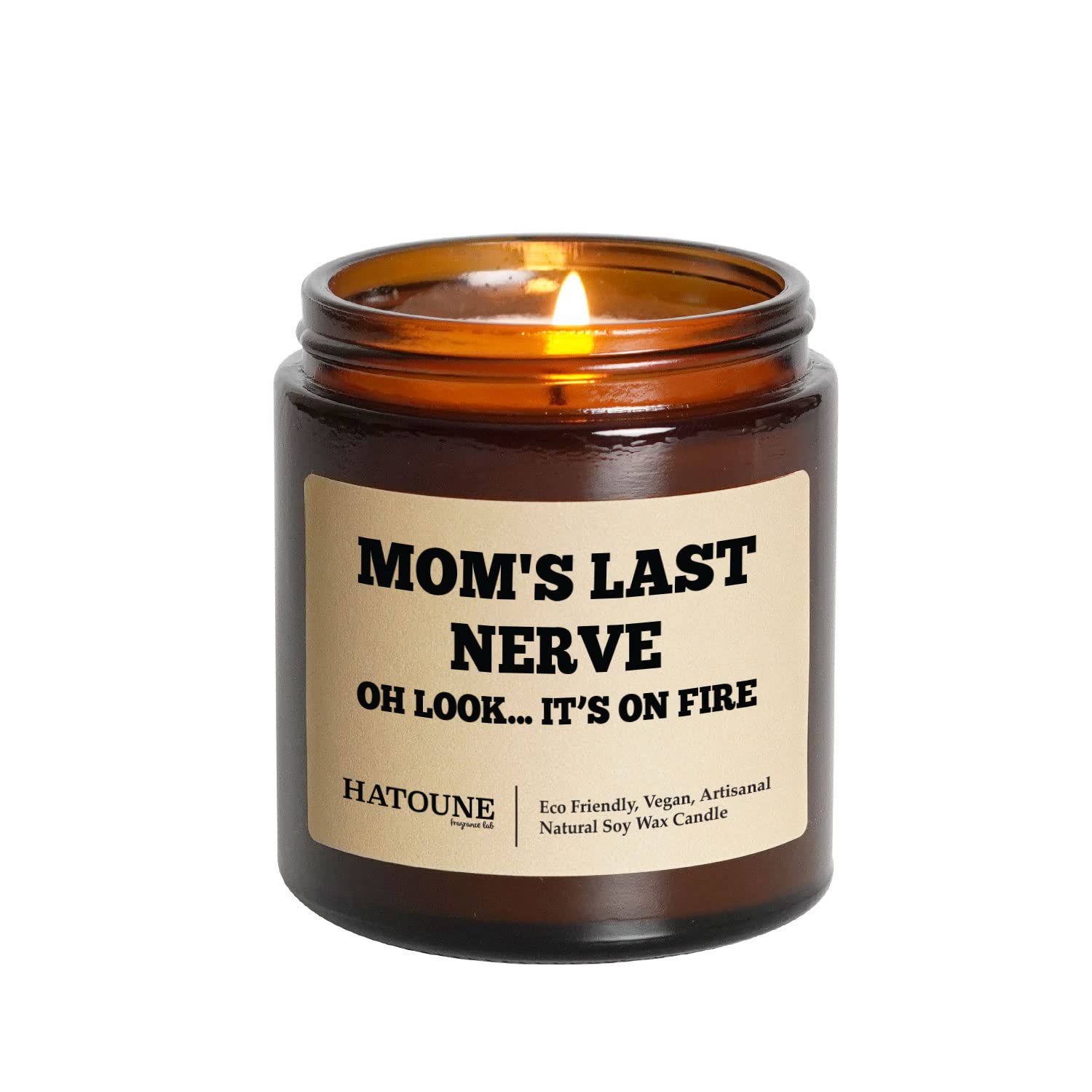 Hatoune By the Fireplace Scented Soy Candle, Mom's Last Nerve, Made in USA, 2025