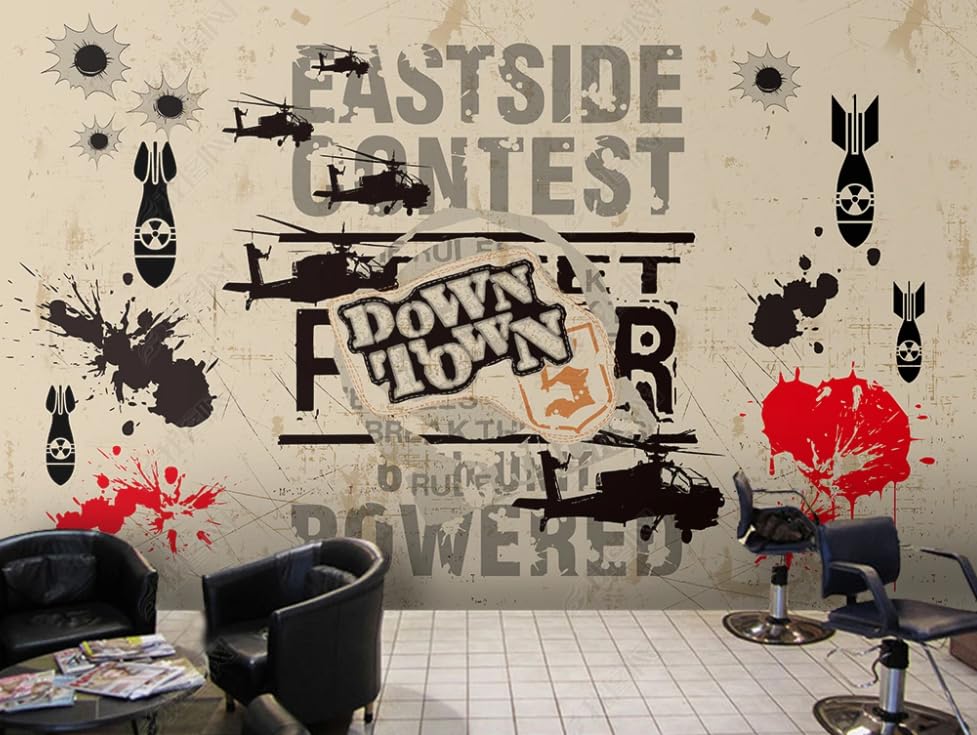 Papier peint intissé graffiti militaire 400x280 cm pour salon