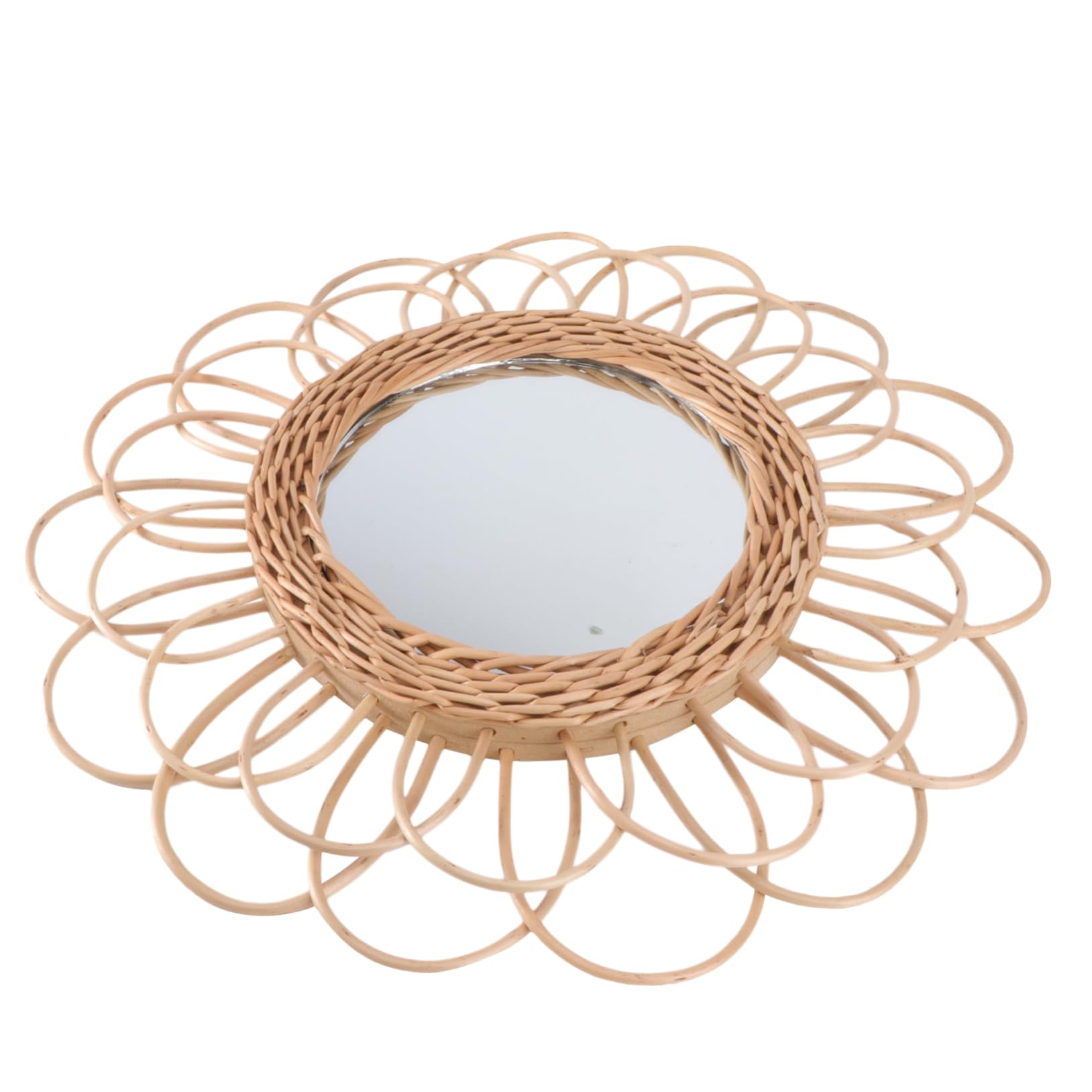 Miroir en rotin tissé Veemoon pour décoration murale de chambre et salon élégant
