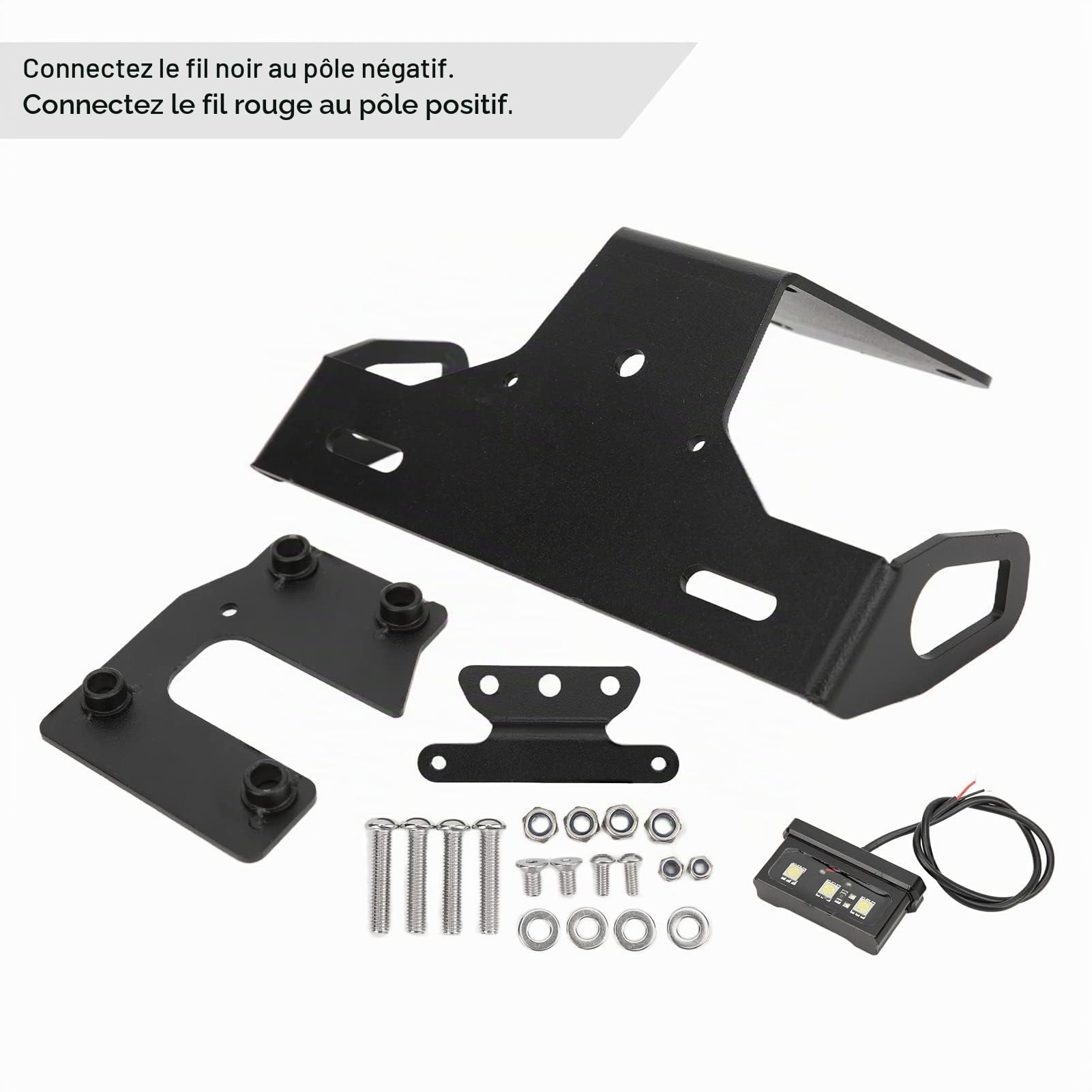 EBTOOLS Support de Plaque D'immatriculation de Moto en Acier au Carbone Noir avec Lumière LED de Remplacement pour Support de Plaque D'immatriculation de Moto Z900 2017‑2021