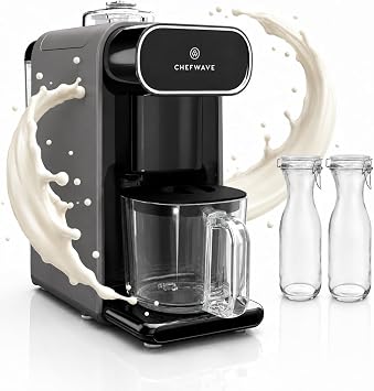 Chefwave Milkmade Non Dairy Milk Maker with 2 Resealable Silver, 3 Items | 6 Plant-Based Programs, Auto-Clean and Delay-Start, 10/20 Fl Oz Batches, 2 Pack