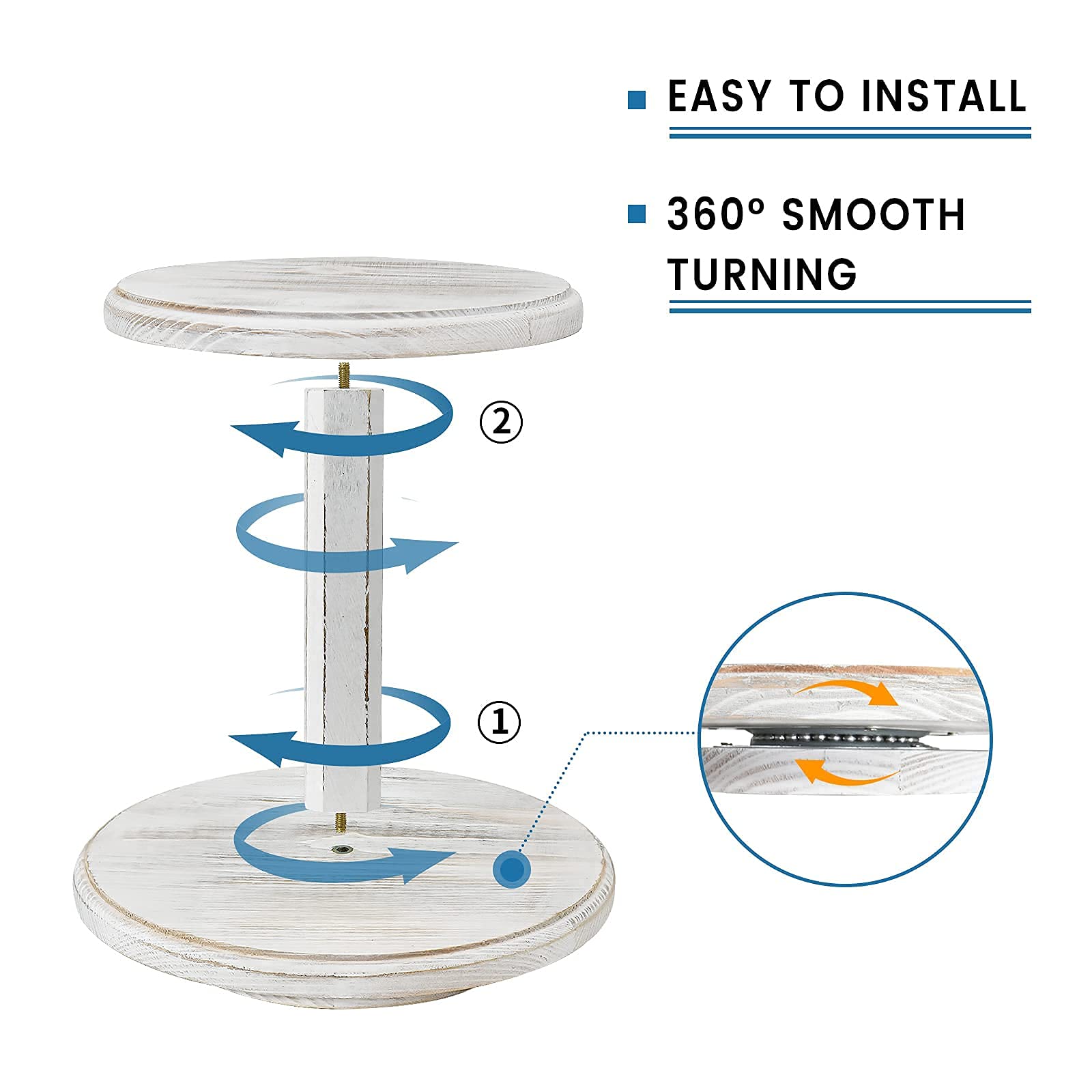 Cake Stand for Dessert Table Lazy Susan,2 Tier Rotating Cake Holder Tray Serving Platter, Wood
