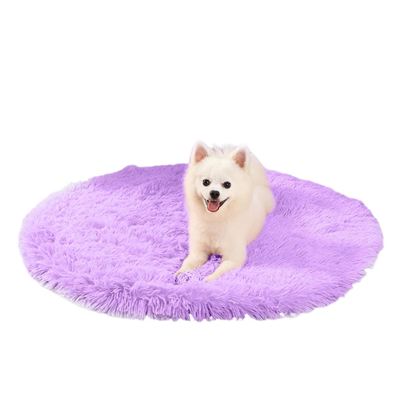 PETCUTE Round Dog Bed Mat,Washable Warm Dog Bed Blanket, Ultra Soft Long Plush Pet Cushion, Deluxe Plush Dog Mat with Anti-Slip Bottom,for Household Small and Medium Large Pets, Dog,Cat