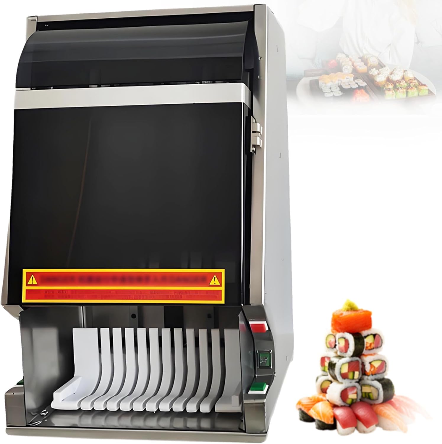8 Pieces Automatic Sushi Roll Slicer, 30-Second Quick Cutting, Uniform Non-Sticky, Sushi Roller Cutting with Sharp Blade, Automatic Reset, Electric Sushi Maker Machine for Restaurant