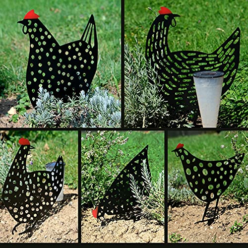Unique Metal Chicken Statues - The Very Best You Can Get From Chicken Decor - 5 Pieces Per Set - Perfect Garden And Yard Art Ornaments - Great For Spring Holiday Season Outdoor Decoration #TOP3
