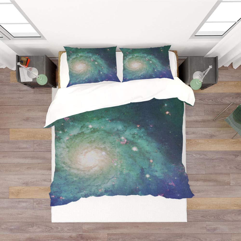 Poszewka na kołdrę zestaw pościeli gwiaździste niebo-200 x 200 cm + 80 x 80 cm x 2 zapięcie na zamek błyskawiczny dla dzieci nastolatków miękka mikrofibra poszewka na kołdrę poszewki na poduszkę poszewka na poduszkę śmieszne zwierzę nadruk poszewka na koł