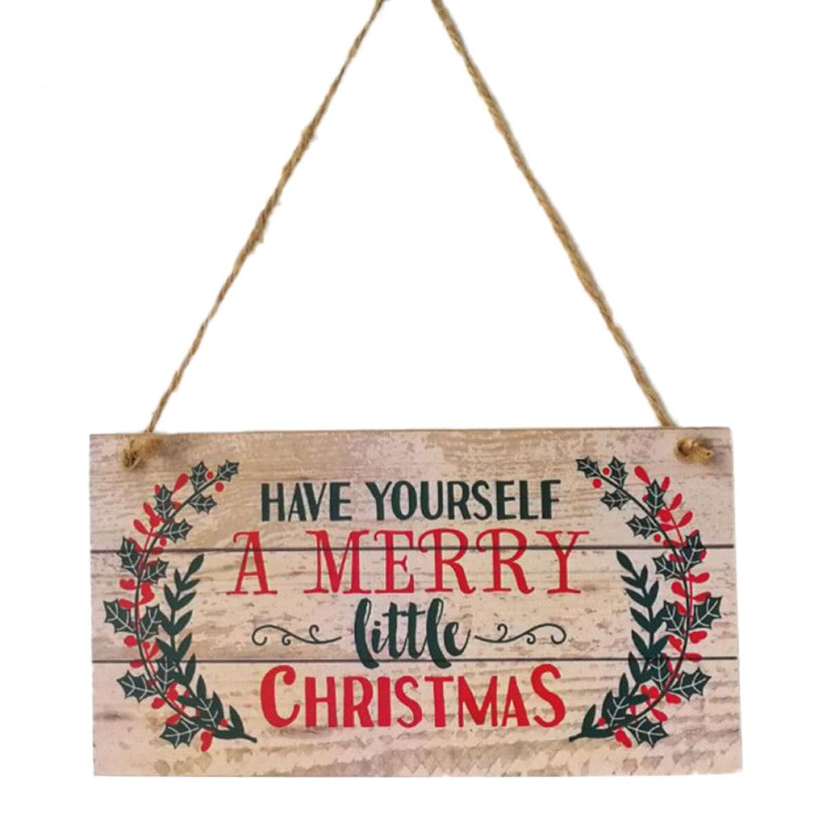 Decorazione Natalizia in Legno per Porta di Natale 20x10cm Scritta Merry Christmas Luminosa e Brillante per Addobbi Festivi Casa