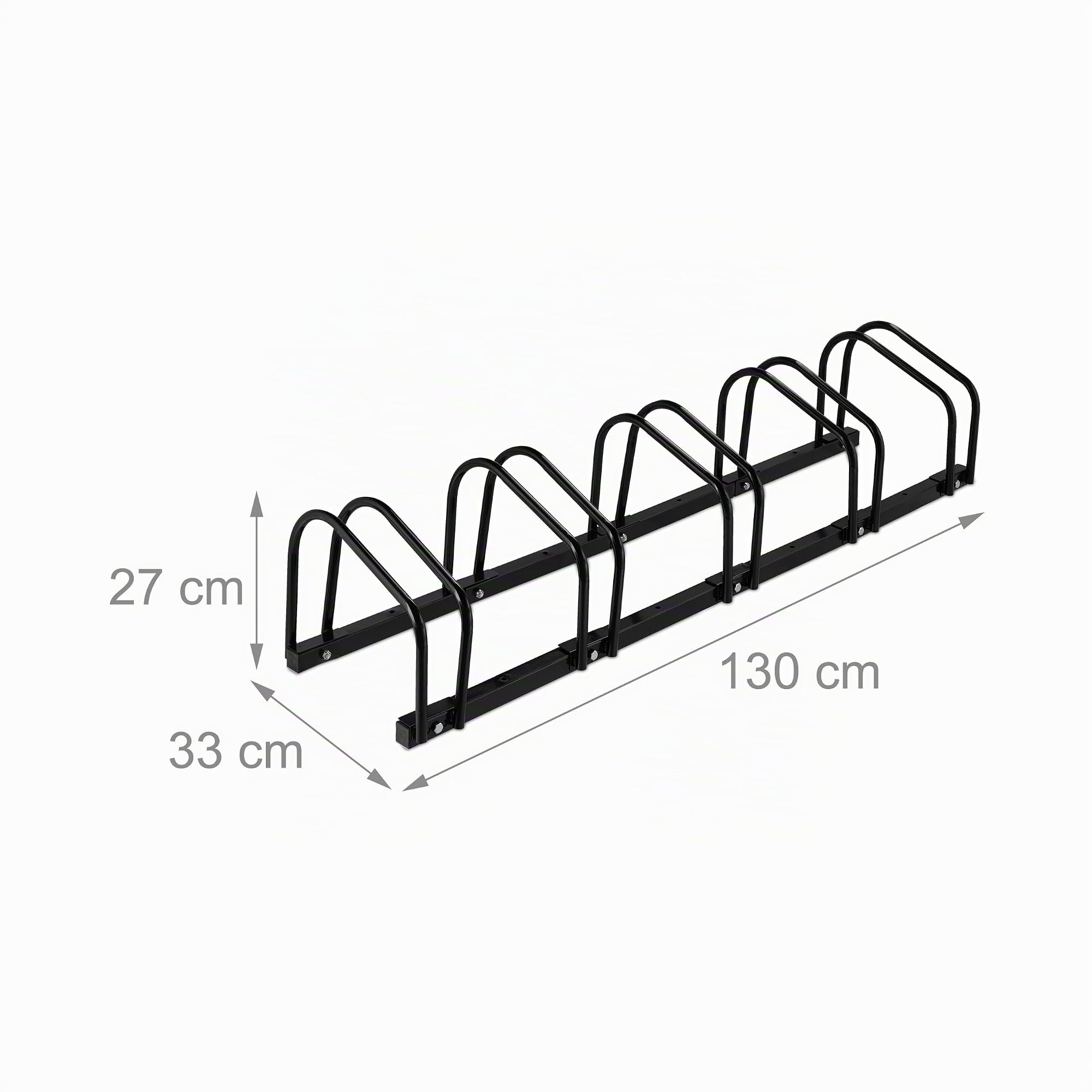 Relaxdays Portabici da Terra, Supporto per 5 Biciclette, E-Bike, per Ruote Fino 60 mm, Metallo, Parcheggio, Garage, Nero