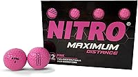 Nitro Maximum Distance Golf Balls 12-Pack: Titanium Core, Explosive Distance, Hot Pink - USGA Approved