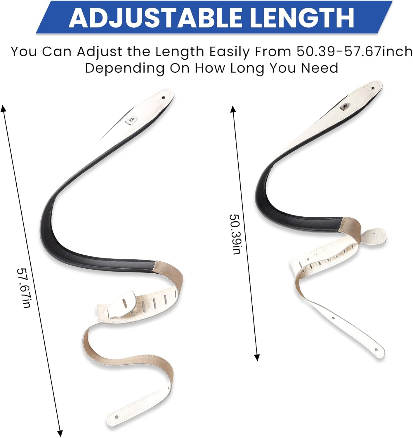 Full Grain Cowhide Leather Guitar Strap Thickened Air Cushion Padded Strap for Acoustic Electric Guitar Bass