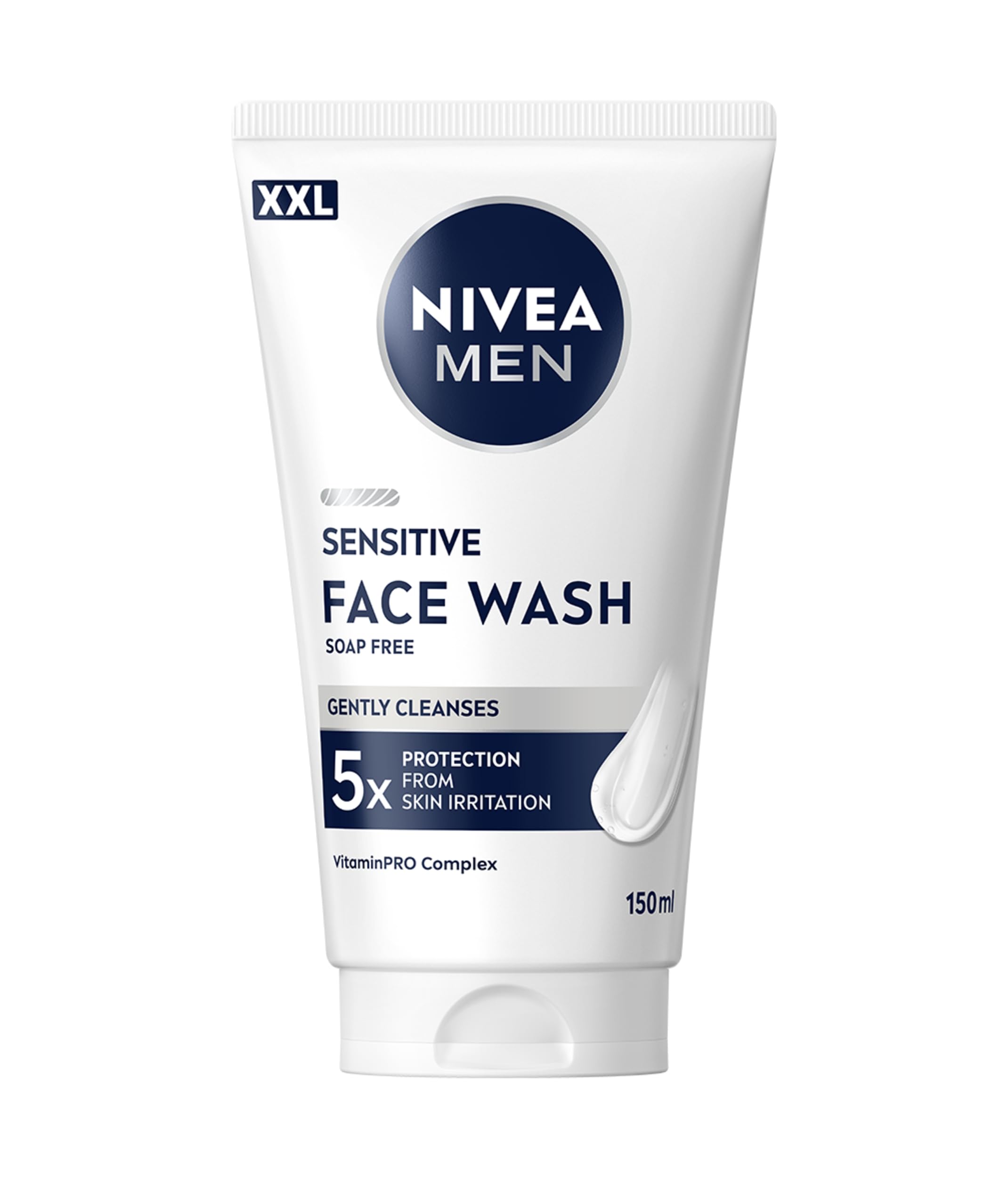 NIVEA MEN Sensitive Face Wash XXL (150ml), Soap-Free Face Wash for Men, Facial Cleanser with Chamomile Extract and Vitamin PRO Complex, Men's Skin Care Essentials