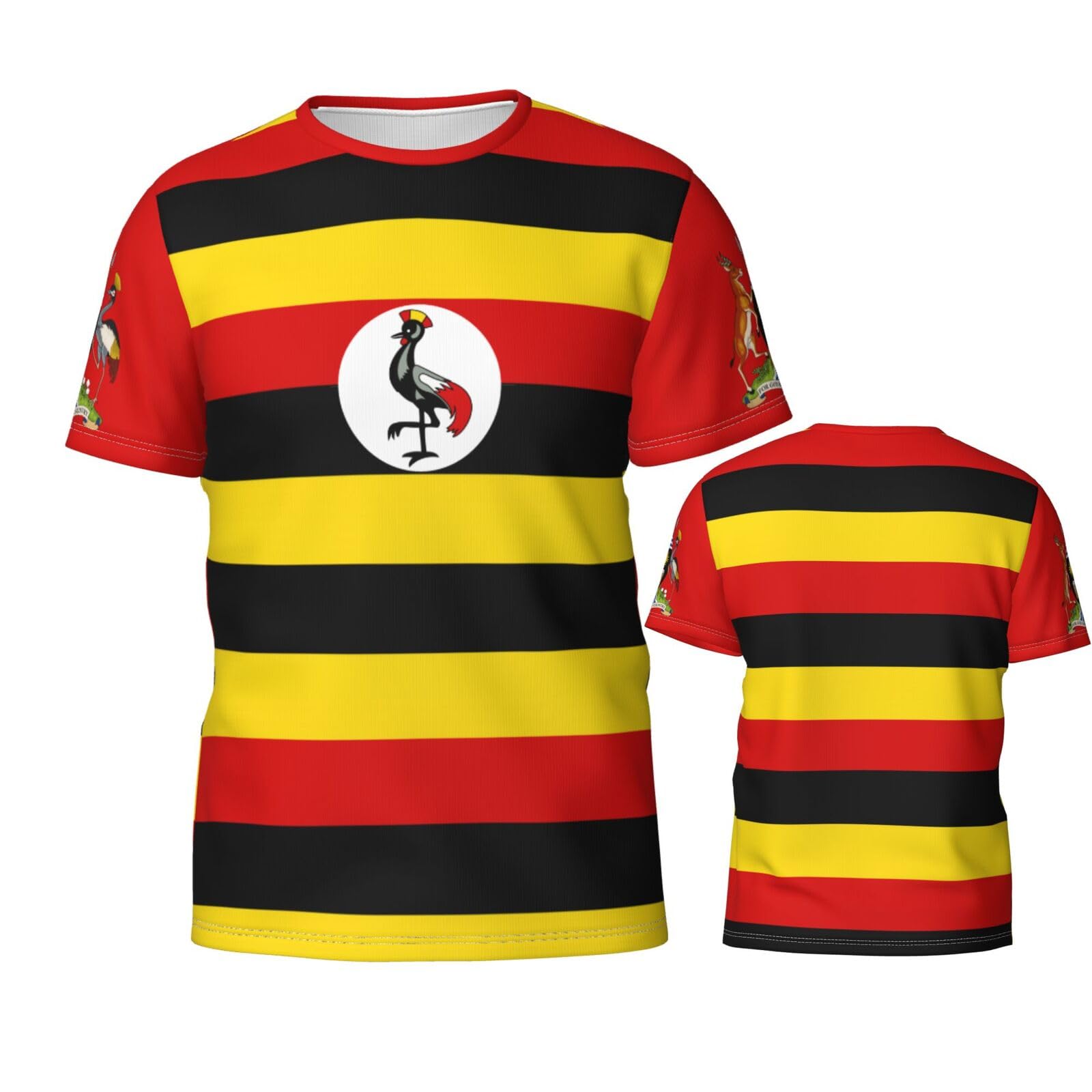 Pelnyc Unisex Multicolor Uganda Flag Ugandans 3D Print Patriotic T Shirt Tees Tops Sport Soccer Shirts