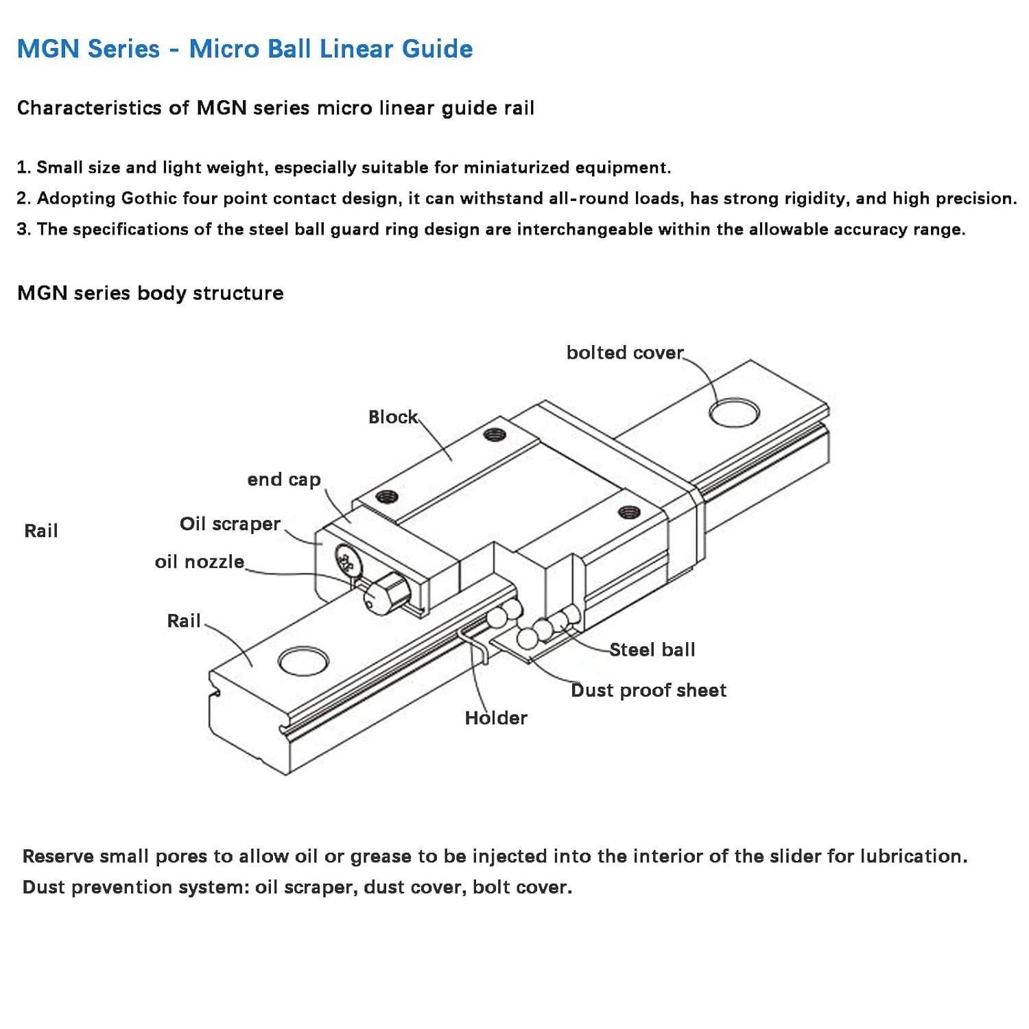 MGN12 Lot de 2 rails linéaires miniatures MGN12 + 2 roulements coulissants linéaires MGN12H 12 mm pour imprimante 3D et machine CNC - 300 mm