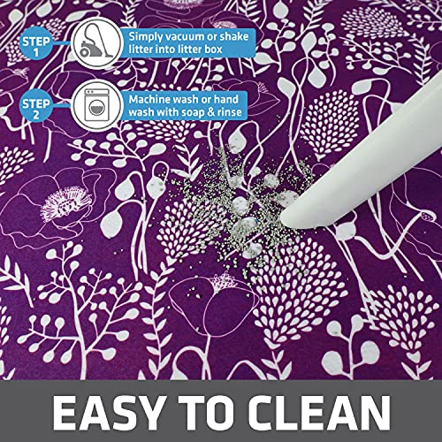 Image of Drymate Cat Litter Box Mat, Litter Trapping Mat, Waterproof, Urine-Proof, Absorbent, Machine Washable, Soft on Paws, Contains Mess, Protects Floors, Kitten Supplies, Purple, 20x28