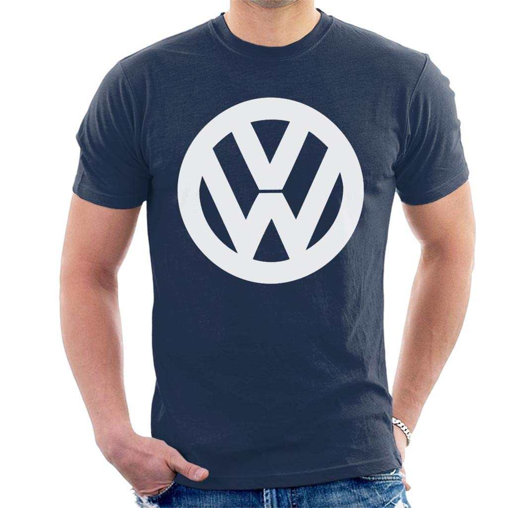 Volkswagen Men's Navy Blue Classic White Vw Logo T-Shirt, L