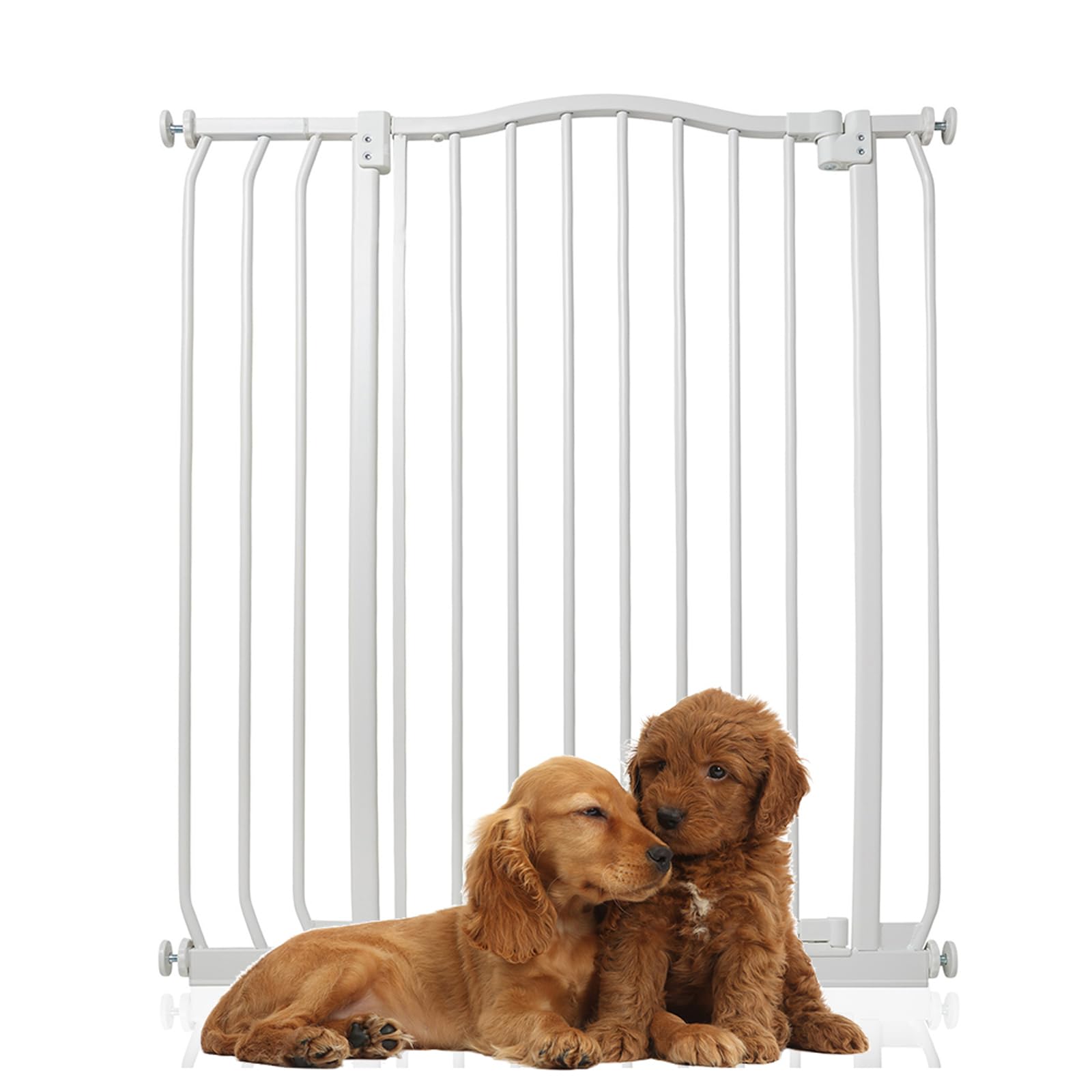 Bettacare White Extra Tall Curved Top Dog Gate, 80Cm - 89Cm, Matt 100Cm Tall, Pressure Fit Pet Barrier, Easy Installation