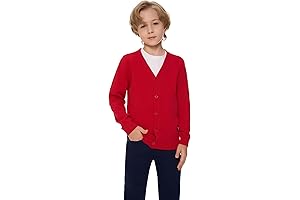 SMINLING Boys Red Cardigan Sweater