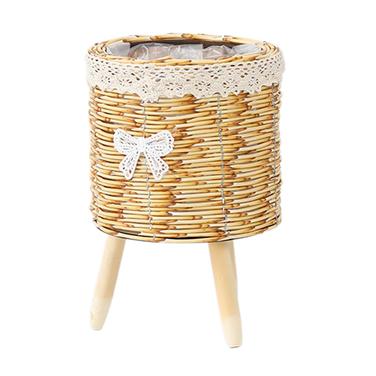 Zanthicia Floor Flowerpot Organizer Basket Stand Elegant Handwoven Basket Adds Decorative Flair to Any Room Lilies Floor Flowerpot Organizer Imitation Imitation, Cylindrical